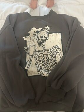 Black Skeleton Graphic Crewneck Sweater